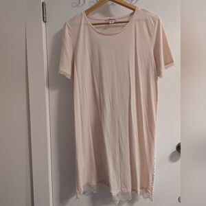 Victoria's Secret Light Pink Lace Sleeve Tee 100% Cotton